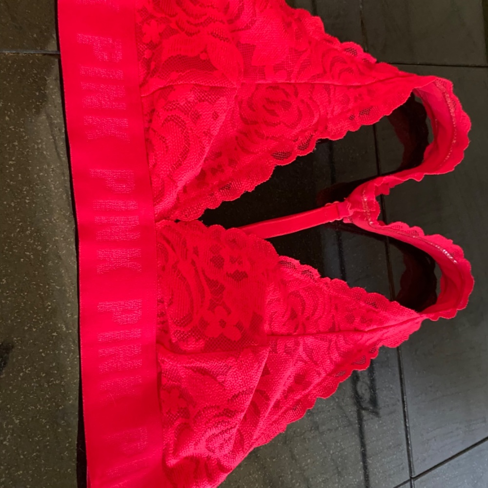 Pink Victoria’s Secret Lace T Back Bralette Bra